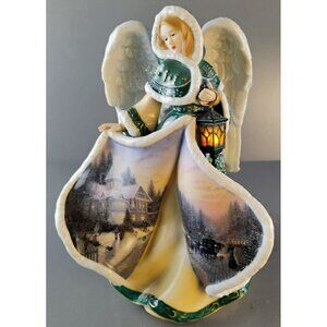 Thomas Kinkade Winter Angels of Light #3 Angel of Peace Illuminated 8" Figurine